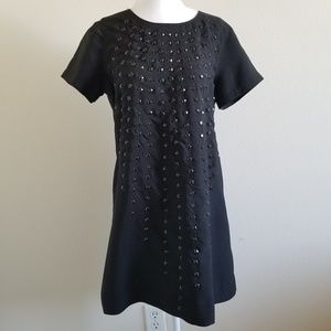 Karta NWOT Mini Black Shift Embellished Dress